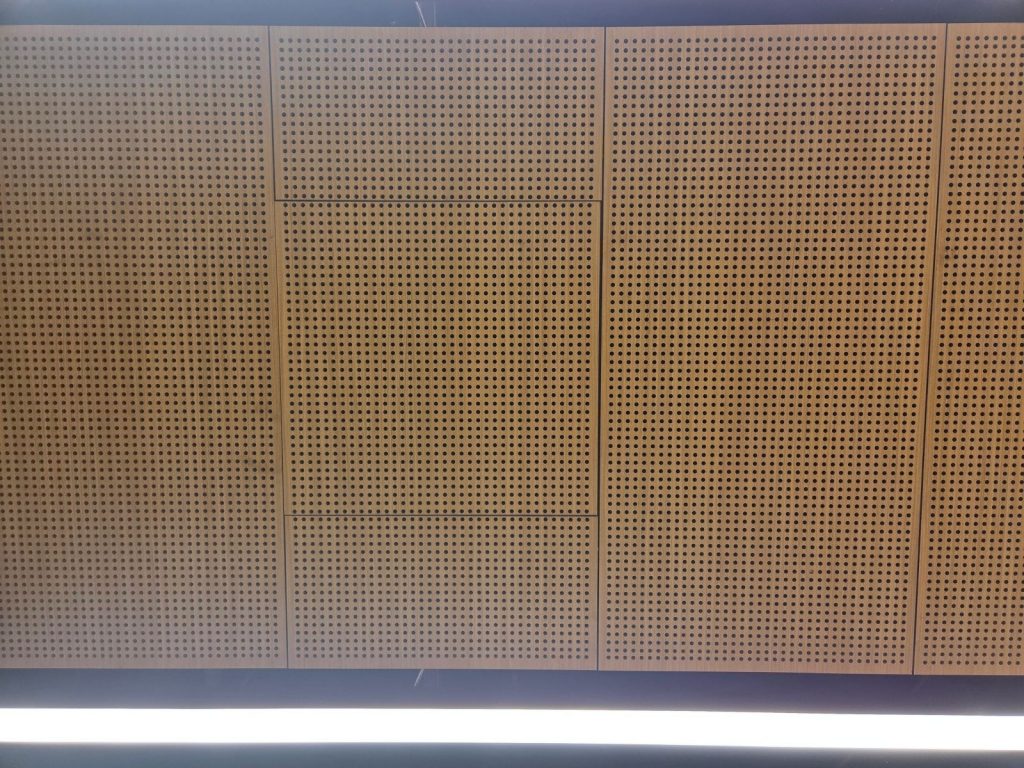 Close up of acoustic panel with access panel